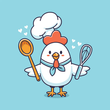 vector mascot chicken love cooking