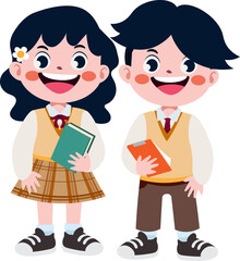 Happy cute children back to school