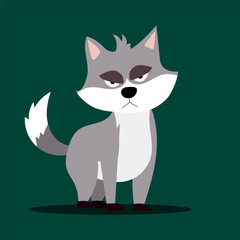 vector flat cute wolf illustration
