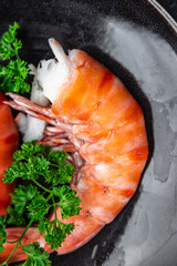 gambas langoustine large shrimp delicious prawns ready to eat healthy eating cooking appetizer meal food snack on the table