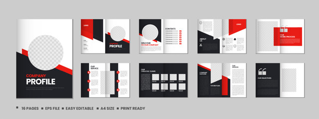Company profile, multipage flyer brochure, 16 pages portfolio magazine, annual report, catalog and a4 multipage template design
 - obrazy, fototapety, plakaty