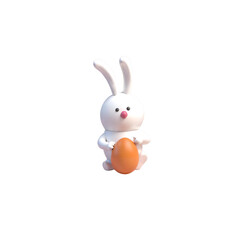 white rabbit with a egg