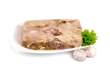 Brawn or head cheese, isolated on white background.