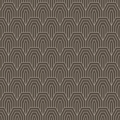 Vector seamless geometric striped pattern. Brown abstract background. Monochrome linear texture. Endless unusual textile print