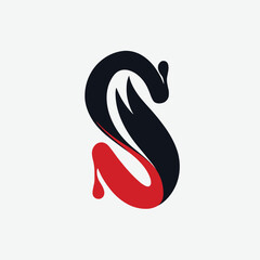 black silhouette of a swan, illustration of a person with a mark, abstract logo design, logo for a company, vector logo design, fish icon design, s logo design