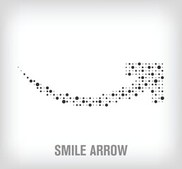 Dotted smiling arrow. Upward arrow pixel. Integrative and integrative pixel movement. Modern icon ports.