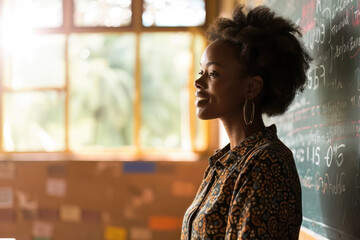 Portrait of an an female frican teacher in a african school