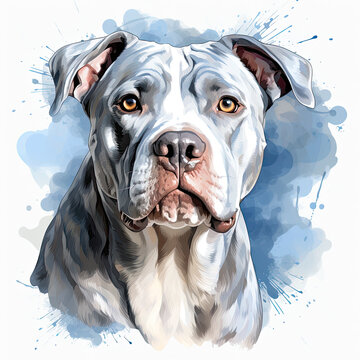 watercolor Dogo Argentino clipart, Generative Ai