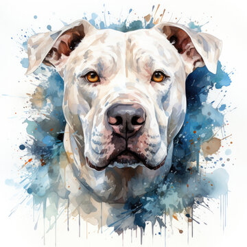 watercolor Dogo Argentino clipart, Generative Ai