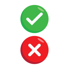 approved and reject icons, accept and not accept, check and cross. isolated white background color. vector illustration