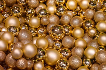 background of colorful Christmas baubles with golden color to celebrate the holiday season