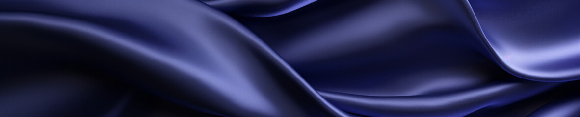 Fototapeta premium Dark blue silk background, in the style of rounded, luxurious fabrics. Abstract Banner concept