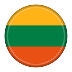 Lithuania flag button 3d illustration with clipping path
