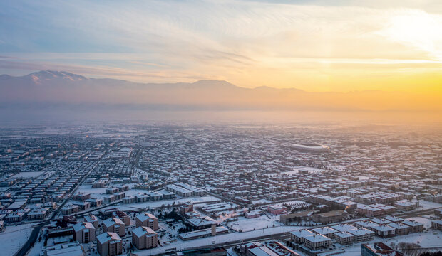 Erzincan province sunset view and football stadium, Turkey