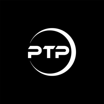 PTP letter logo design with black background in illustrator, cube logo, vector logo, modern alphabet font overlap style. calligraphy designs for logo, Poster, Invitation, etc.