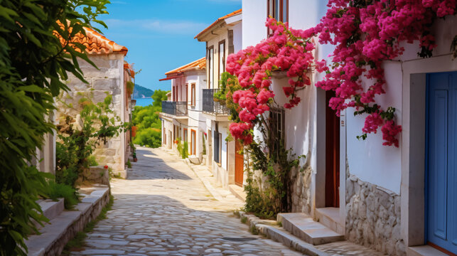 Pythagorion Village street view in Samos Island