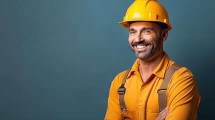 Caucasian Man Construction Worker Charming - obrazy, fototapety, plakaty
