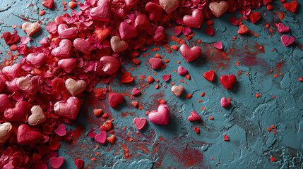 A Pink Heart Symphony in Romantic Bliss A vibrant background of soft pink hues adorned with intertwining hearts, symbolizing the celebration of enduring love on Valentine's Day