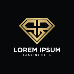 Initial Letter S and R Diamond Gold Logo Design