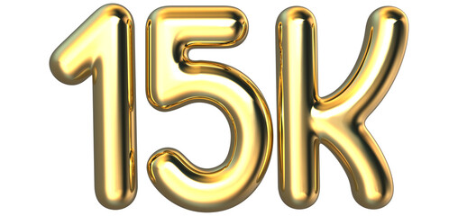 15K Followers Number Balloon 3D Render