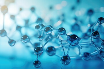 Molecular structure on blue background, 3d render, scientific background, AI GeneratedMolecular structure on blue background, 3d render, scientific background, AI Generated