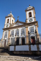 Fototapeta na wymiar Cathedral Basilica of Our Lady of the Pillar in historic city of Sao Joao Del Rei, Minas Gerais, Brazil.