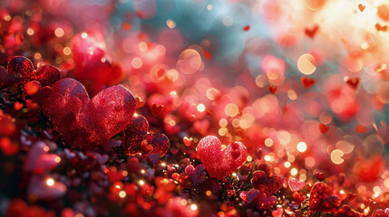 A Pink Heart Symphony in Romantic Bliss A vibrant background of soft pink hues adorned with intertwining hearts, symbolizing the celebration of enduring love on Valentine's Day