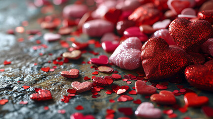 A Pink Heart Symphony in Romantic Bliss A vibrant background of soft pink hues adorned with intertwining hearts, symbolizing the celebration of enduring love on Valentine's Day