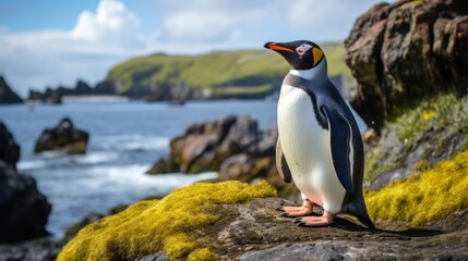 Penguin isolated on iland
