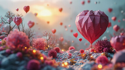 A Pink Heart Symphony in Romantic Bliss A vibrant background of soft pink hues adorned with intertwining hearts, symbolizing the celebration of enduring love on Valentine's Day