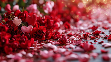 A Pink Heart Symphony in Romantic Bliss A vibrant background of soft pink hues adorned with intertwining hearts, symbolizing the celebration of enduring love on Valentine's Day