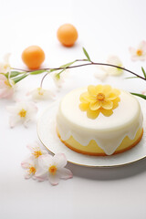 Obraz na płótnie Canvas cake with cream and flowers