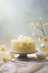 Obraz na płótnie Canvas white cake with flower