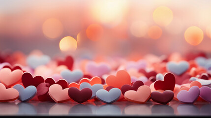A Pink Heart Symphony in Romantic Bliss A vibrant background of soft pink hues adorned with intertwining hearts, symbolizing the celebration of enduring love on Valentine's Day