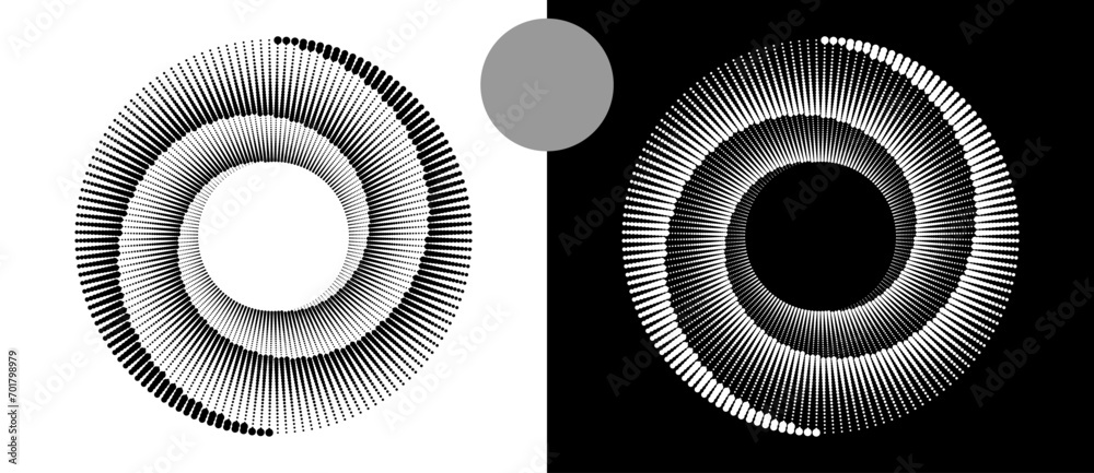 Aufkleber abstract background with halftone dots in circle. art design circle as logo or icon. a black figure 