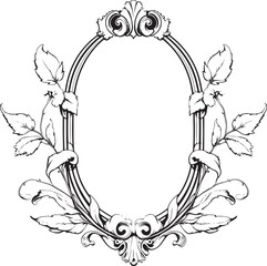 Wedding neoclassical crest black and white vector vintage style