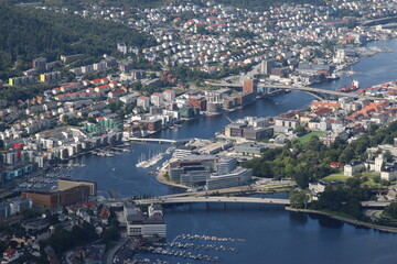 view of the modern UNESCO city Bergen