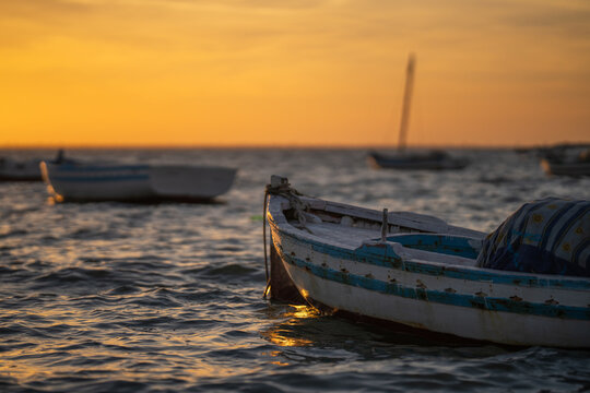 Sunset over Kerkennah - Tunisian archipelago in the Mediterranean Sea