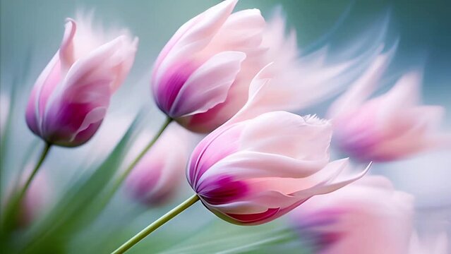 pink tulips in the wind