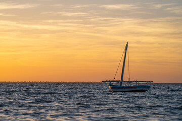 Sunset over Kerkennah - Tunisian archipelago in the Mediterranean Sea