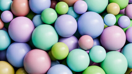 Colorful abstract background with sphere or round shapes, 3d render
