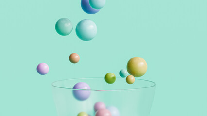 Colorful abstract background with sphere or round shapes, 3d render