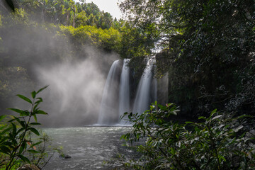 Long Exposure view of Leon Waterfall (Cascade Leon) located in the south of Mauritius island