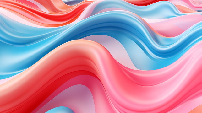 Abstract fluid 3d curved wave in pastel. Design element for banners, backgrounds, wallpapers and covers. Generated AI.