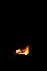 View of a camp fire during camping time in Mauritius island