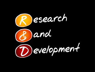 R and D - Research and Development acronym, business concept background