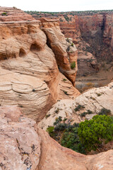 Desert landscape, view of red eroded rocks, Canyon de Chelly National Monument, Arizona