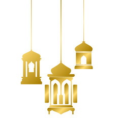Golden islamic lantern element, gold Arabic antique hanging oil Lamp light
