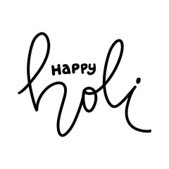 Happy Holi greeting card. Hand drawn lettering. Vector illustration.