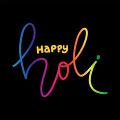 Happy Holi greeting card. Hand drawn lettering. Vector illustration.